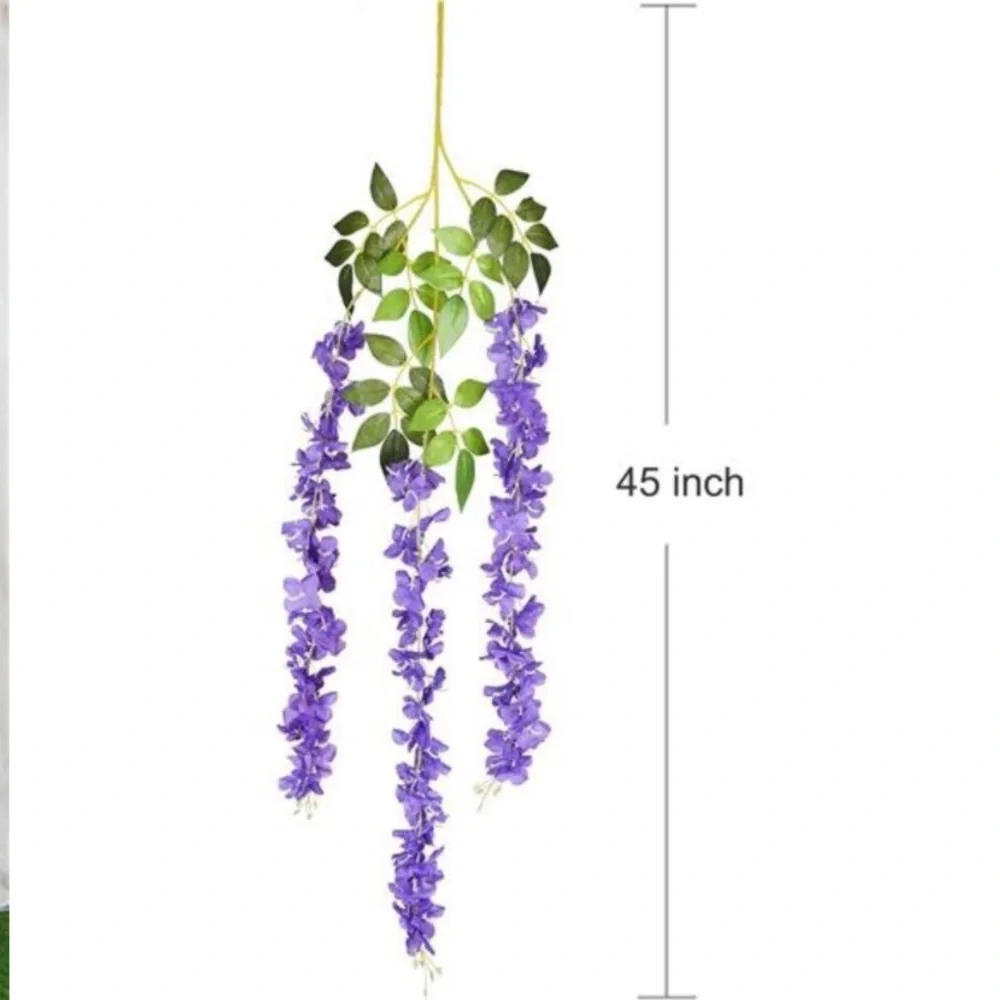 6 Pack 3.75 Ft Piece Artificial Wisteria Vine Ratta Hanging Garland Silk Flowers